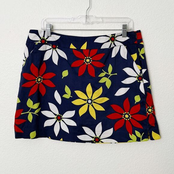 Loudmouth Colorful Floral Skort - Red, Yellow, & White on Navy Women’s Size 12. - Picture 1 of 11
